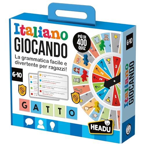 Headu Het grote Italiaanse spel licht grammatica eenvoudig en grappig voor jongens It57021 educatief spel voor kinderen 6-10 jaar, Made in Italy