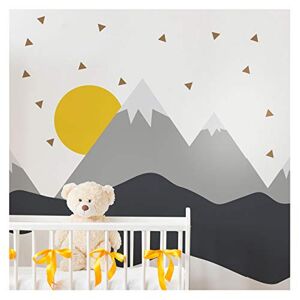 Ambiance Sticker Muurstickers voor kinderen, decoratie babykamer, muursticker, gigantisch, Scandinavische bergen, Nordika, H80 x B 120 cm