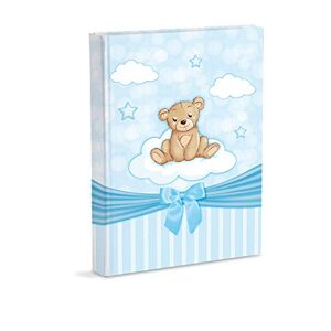 Mareli fotoalbum, lichtblauw, geboorte, dagboek, 23 x 30 cm, 56 witte pagina's en 4 pagina's personaliseerbare dagboeken, dikke en robuuste kartonnen pagina's