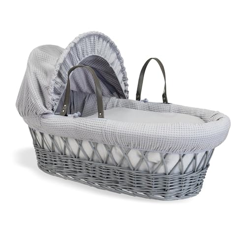 Clair de Lune Waffle grijs wilgenmandje voor baby's, grijs