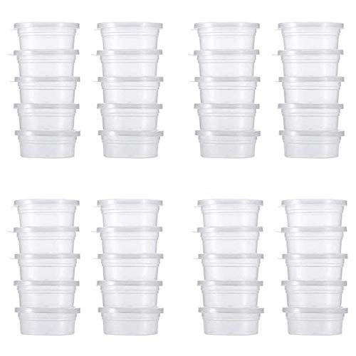 HPiano Kleine plastic containers met deksel, 40 stuks opslagcontainers, opslagbekers containers herbruikbare schuimbal plastic voorraadpotten met deksel voor lijm water cosmetica plastic