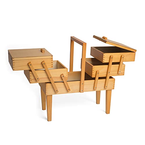 Hobby Gift Houten Cantilever Naaien, Kunst, Ambacht, Hobby's Opbergdoos, 3 Tiers met Poten