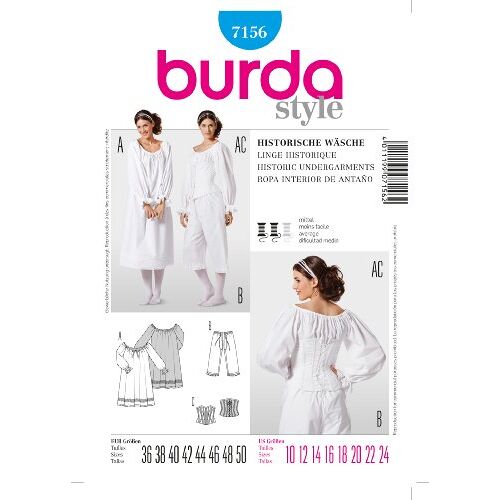 Burda patroon 7156 Historische W?sche,hemd,? Broek en lijf, maat 36-50