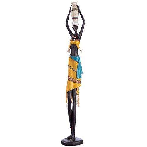 GILDE Grote moderne decoratieve figuur sculptuur Afrikaanse XXL Afrikaanse decoratie van kunsthars Afrikaanse stijl hoogte 89 cm