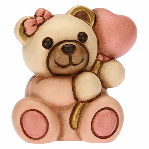 THUN Teddy met roze ballon gastgeschenken, gastgeschenken voor doop keramiek 4,8 x 4 x 6,2 cm H