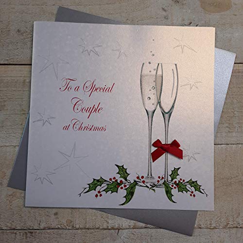 WHITE COTTON CARDS XC10 kerstkaart met opschrift "To a Special Couple At Christmas", handgemaakt, groot formaat, wit