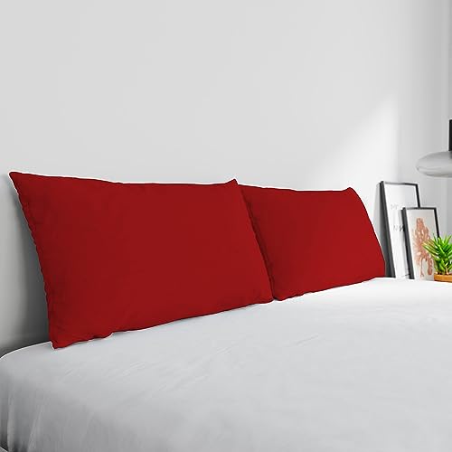 Italian Bed Linen 1 paar elegante kussenslopen, gemaakt in Italië, rood, 52 x 82 cm