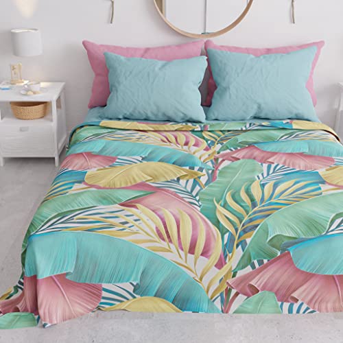 PETTI Artigiani Italiani Sprei voor eenpersoonsbed, licht eenpersoonsbed, sprei, Tropical 06, 100% anti-allergische microvezel