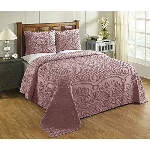 Better Trends 100% Katoen Tufted Unieke Luxe Machine Wasbaar Droogtrommel, Roze, Twin Sprei Set