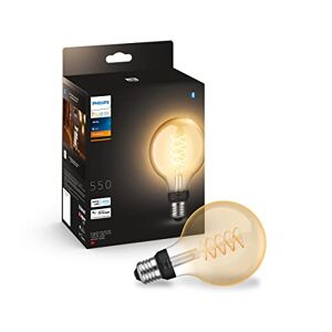 Philips Filament Edisonlamp G93-1-Pack E27 Duurzame LED Verlichting Smart Lamp Warm-Wit Licht Dimbaar Verbind met Bluetooth of Hue Bridge Werkt met Alexa en Google Home