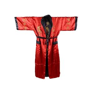 lachineuse Japanse Kimono Draak Borduurwerk Omkeerbaar Rood en Zwart