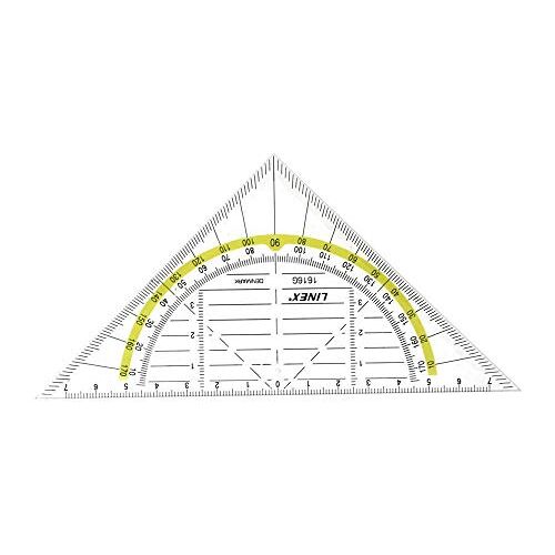 Linex 100414085 geodriehoek 16 cm voor school en kantoor 1616G geometrie-driehoek GEO 180 graden met mm schaal