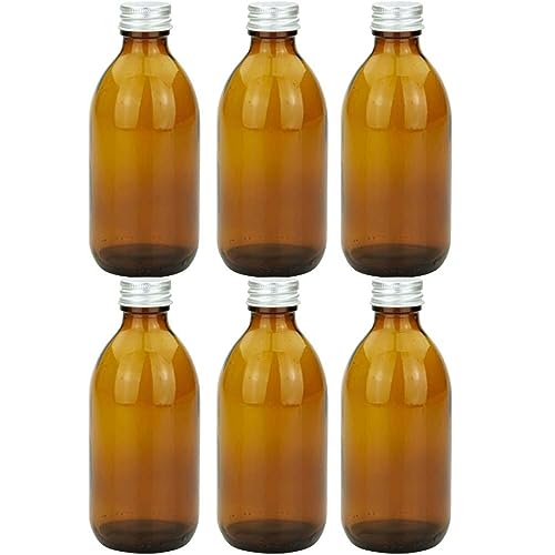 mikken 6 x apothekersfles 250 ml glazen fles bruin met schroefdop + etiketten