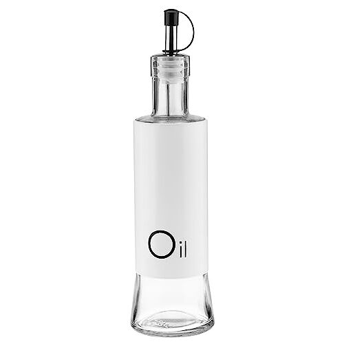 GALICJA Azijn- en oliedispenser – oliefles met schenktuit – olijfoliedispenser – olie- en azijndispenser – doseerder voor flessen – azijnoliefles – azijnoliefles – 320 ml – wit