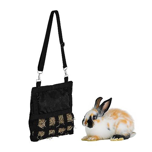 Relaxdays konijnen hooiruif, van stof, HxB 30 x 30 cm, hooizak voor cavia's, chinchilla's, hamsters, mini hooinet, zwart