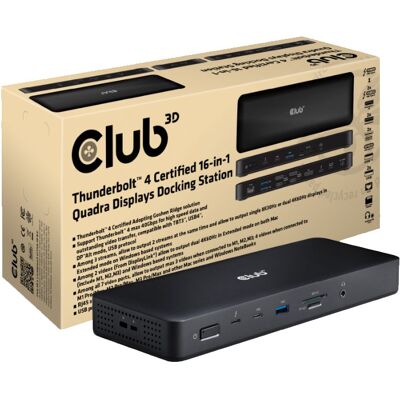 Club 3D Thunderbolt 4, 16-in-1 Quadra Displays Dockstation dockingstation Club 3D Thunderbolt 4, 16-in-1 Quadra Displays Dockstation dockingstation