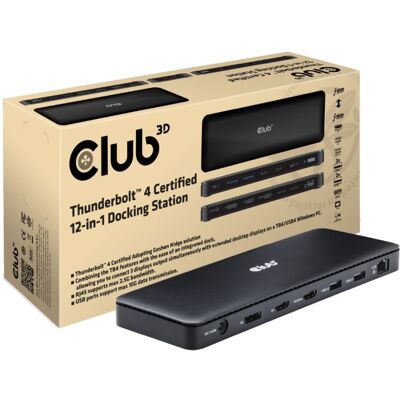 Club 3D Thunderbolt 4 12-in-1 Dock dockingstation Club 3D Thunderbolt 4 12-in-1 Dock dockingstation