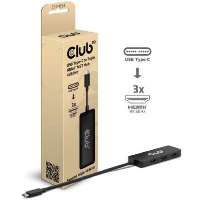 Club 3D USB-C naar Triple HDMI MST Hub 4K60Hz adapter Club 3D USB-C naar Triple HDMI MST Hub 4K60Hz adapter