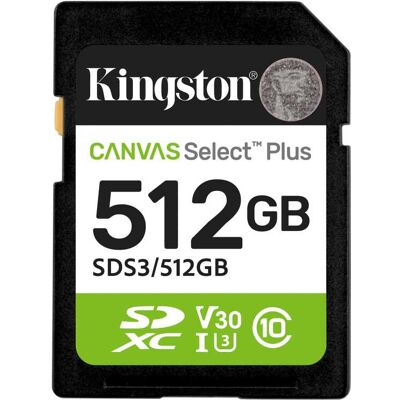 Kingston Canvas Select Plus 512 GB SDXC geheugenkaart Kingston Canvas Select Plus 512 GB SDXC geheugenkaart