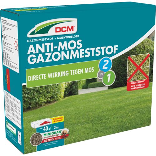 DCM Anti-mos Gazonmeststof 3 kg meststof Tot 40 m²