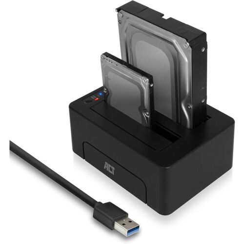 ACT Connectivity 2,5" en 3,5" SATA dual harde schijf docking station dockingstation USB 3.2 Gen1 (5 Gbit/s)