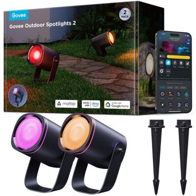 Govee Buitenspotlights - Set van 2 slimme Bluetooth LED-projectoren Govee Buitenspotlights - Set van 2 slimme Bluetooth LED-projectoren