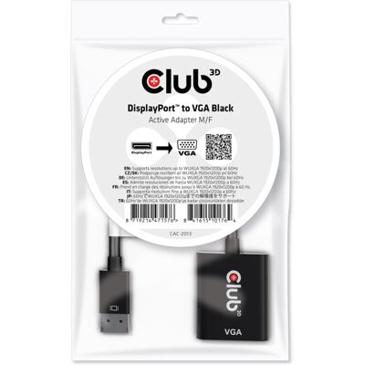 Club 3D DisplayPort 1.1 naar VGA actieve adapter Club 3D DisplayPort 1.1 naar VGA actieve adapter