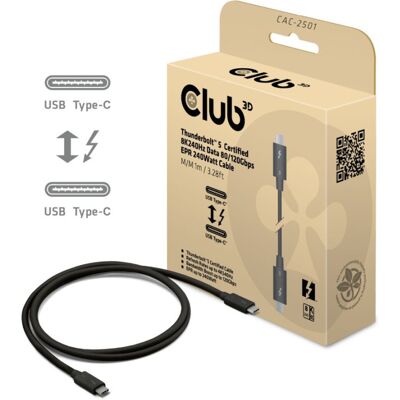 Club 3D Gecertificeerde Thunderbolt 5 kabel Club 3D Gecertificeerde Thunderbolt 5 kabel