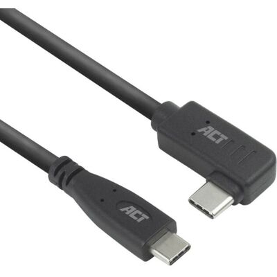 ACT Connectivity USB 3.0 10Gbps 60W USB Type-C (recht) naar USB Type-C (haaks links/rechts) kabel, 3 meter ACT Connectivity USB 3.0 10Gbps 60W USB Type-C (recht) naar USB Type-C (haaks links/rechts) kabel, 3 meter