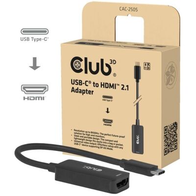 Club 3D CAC-2505 USB-C naar HDMI 2.1 Adapter 8K60Hz Club 3D CAC-2505 USB-C naar HDMI 2.1 Adapter 8K60Hz