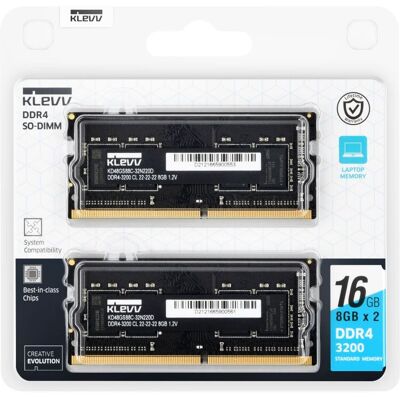 KLEVV 16 GB DDR4-3200 (2x 8 GB) Kit laptopgeheugen KLEVV 16 GB DDR4-3200 (2x 8 GB) Kit laptopgeheugen