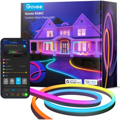 Govee RGBIC Neon LED-strip - 10m Waterdicht voor Buiten Govee RGBIC Neon LED-strip - 10m Waterdicht voor Buiten