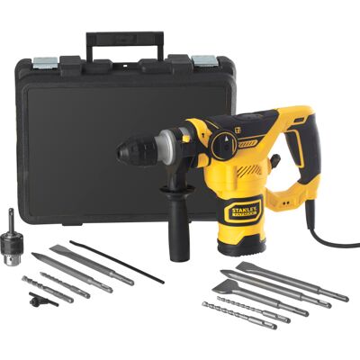 Stanley FATMAX 1250W Pneumatische boorhamer met 3-delige beitelset Stanley FATMAX 1250W Pneumatische boorhamer met 3-delige beitelset