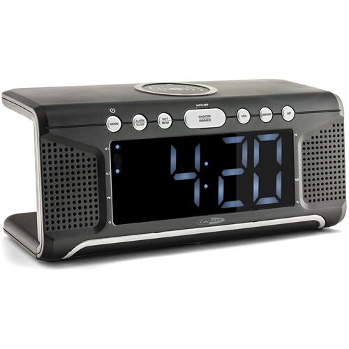 Caliber Wekkerradio met Draadloze Oplader en Dual Alarm - Digitale Wekker met FM-radio - Wit Display (HCG008Q)