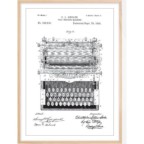 Bildverkstad Patenttekening - Typmachine Poster