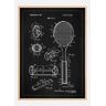 Bildverkstad Patent Print - Tennis Racket - Black Poster