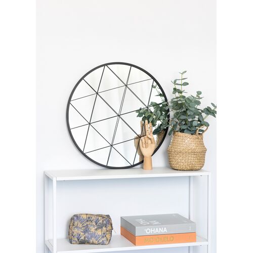 KAILA Ronde Spiegel Triangles - Zwart 55 cm Ø