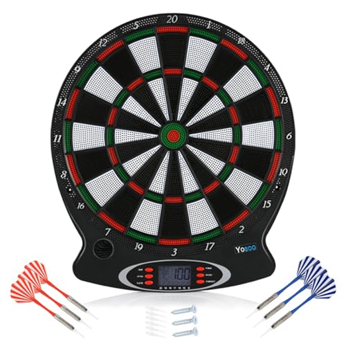 Greensen Elektronisch elektrisch dartbord voor kinderen en volwassenen, met 6 soft tip, elektronische dartboardset, outdoor, met lcd-display, toernooibord, professionele 44 x 51,5 x 2,8 cm