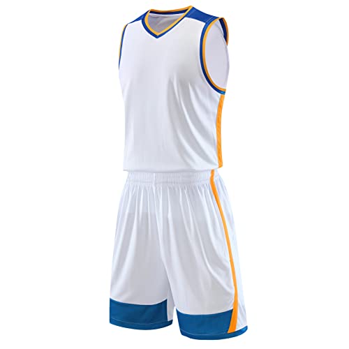 HULG Mode Basketbal Jersey, volwassen Basketbal Jersey, kinderen Basketbal Set, Heren Basketbal Jersey en Shorts Team Uniform met Zakken Sportkleding Uniform (jersey-05,6XL)