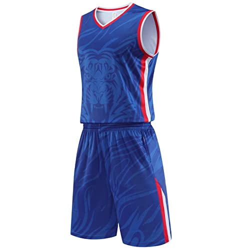 HULG Basketbal kleding, basketbal Jersey, Basketbal Jersey Shirt en Shorts, volwassen basketbal Jersey, basketbal mouwloos pak, basketbal Sportkleding, T-shirt Vest + Shorts (jersey-03, XL)