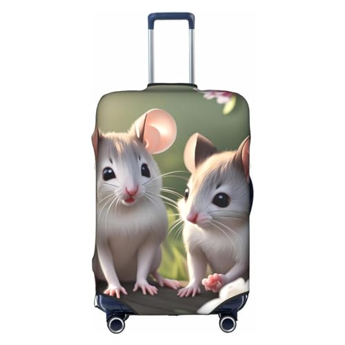 WapNo Mouse In Love Bagage Cover Wasbare, Krasbestendige Bagage Cover Voor 18-32 Inch Bagage, Wit, Medium