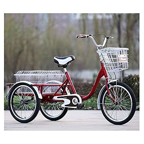 MaGiLL Driewieler voor volwassenen, driewielige cruiser-trikefietsen, driewielers voor volwassenen voor senioren, dames, volwassenen, 20-inch driewielige fiets met frame met lage instap en grote mand en