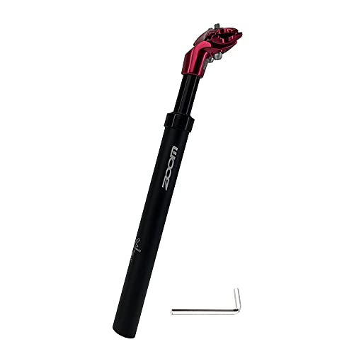 Jane Eyre Spring verende zadelpen met een diameter van 27,2, 30,8 of 31,6 mm, geveerd voor e-bikes, MTB, downhill, trekking citybike (Rood 27,2 mm)