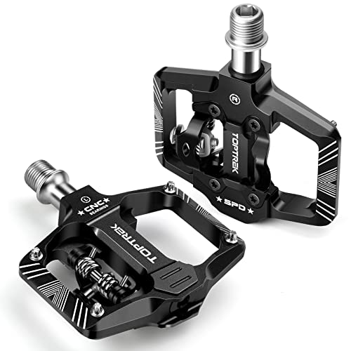 toptrek SPD, 2-in-1 SPD-pedalen/platformpedalen, 9/16 inch as, CNC-aluminium klikpedalen, antislip, ultralichte racefiets met gedichte lagers voor BMX, MTB-pedalen