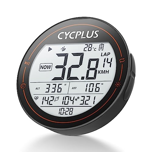 CYCPLUS Fietscomputer, draadloze GPS fietscomputer, waterdichte IPX6 fietscomputer, ANT+ draadloze fietscomputer, racefiets bluetooth 5.0 en kilometerteller, compatibel met Strava, wit