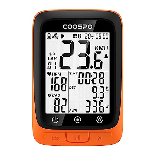 CooSpo BC107 Fietscomputer GPS draadloze draadloze fietssnelheidsmeter, kilometerteller, Bluetooth 5.0 ANT+ racefiets, fietscomputer, 2,4 inch lcd-scherm met achtergrondverlichting, compatibel met