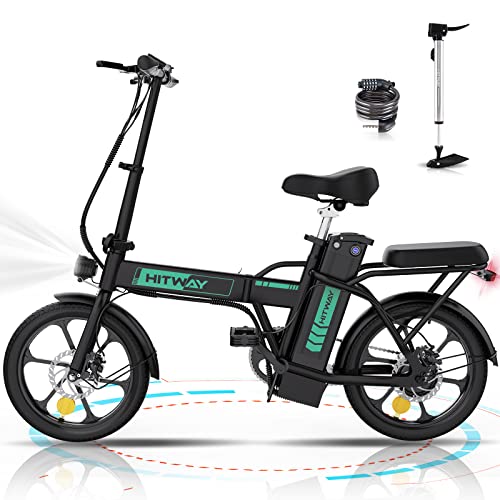 HITWAY Elektrische fiets, opvouwbare stadsfiets 8,4Ah accu, 250W motor, actieradius 35-70 km BK5 (zwart, zonder gashendel)