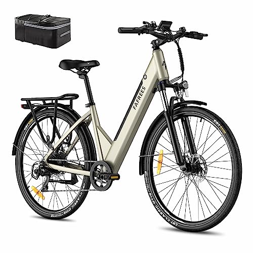 Fafrees F28 PRO Elektrische fiets, 27,5 inch elektrische stadsfiets dames heren, 36V/14,5 Ah batterij, 250W motor, Shimano 7 versnellingen ebike, ondersteuning 90-110 KM, Goud