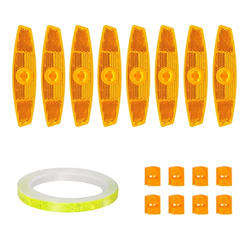 XTDMJ 8 stuks kattenoogreflectoren voor fiets, 8 m reflectoren, reflectorenstickers voor fiets, reflectoren, kattenogen, spaakreflectoren, fiets, kattenogen, fiets