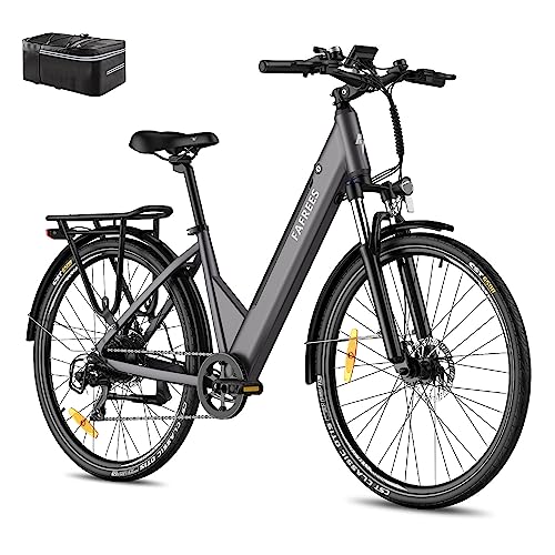 Fafrees F28 PRO Elektrische fiets, 27,5 inch elektrische stadsfiets dames heren, 36V/14,5 Ah batterij, 250W motor, Shimano 7 versnellingen ebike, ondersteuning 90-110 KM, Grijs